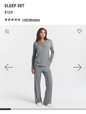 SKIMS Gray ribbed soft lounge sleep set